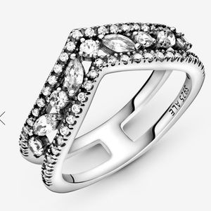 LIKE NEW Pandora Sparkling Marquise Double Wishbone Ring For Sale